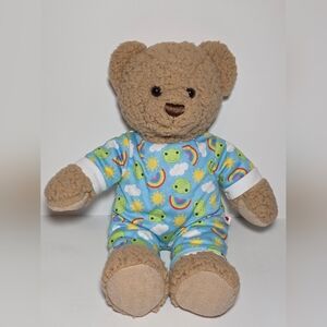 Build-A-Bear Brown Sherpa Teddy Bear 12" - Frog & Rainbow Pajamas - 2021 BAB